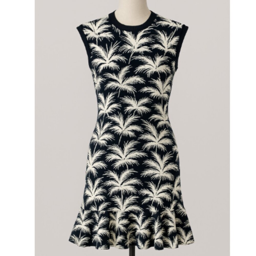 Rachel Roy Fireworks Palm Intarisa Sleeveless Knit Dress Navy Blue Size Medium